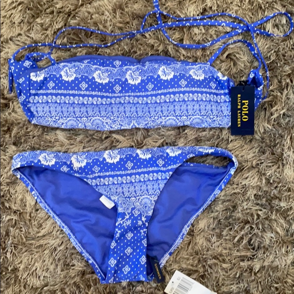 Ralph Lauren NWT Bikini set blue and white.
